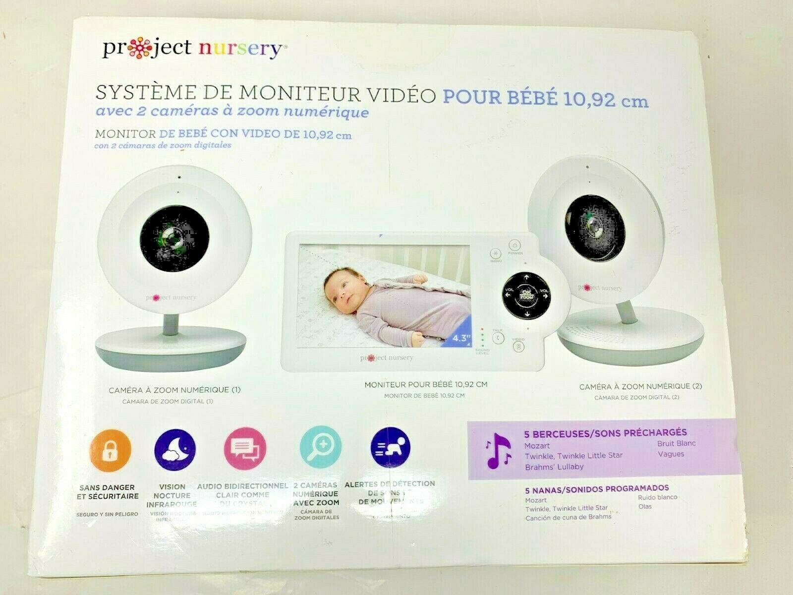 Project Nursery -baby Monitor With 2 Cameras And 4.3" Screen Model: Pnm4n12 Used
