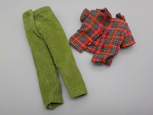 Vintage Ken Doll Clone Fab-lu Bill Uneeda Bob Green Corduroy Pants & Plaid Shirt