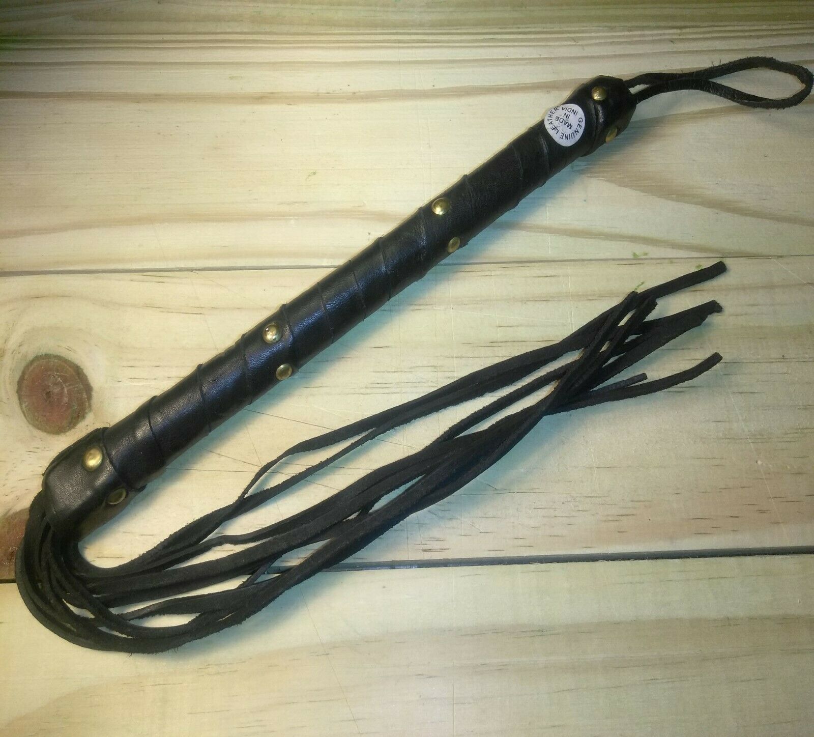 New Riding Crop Genuine Leather Cat Whips, Black Leather Crop Studded Leather